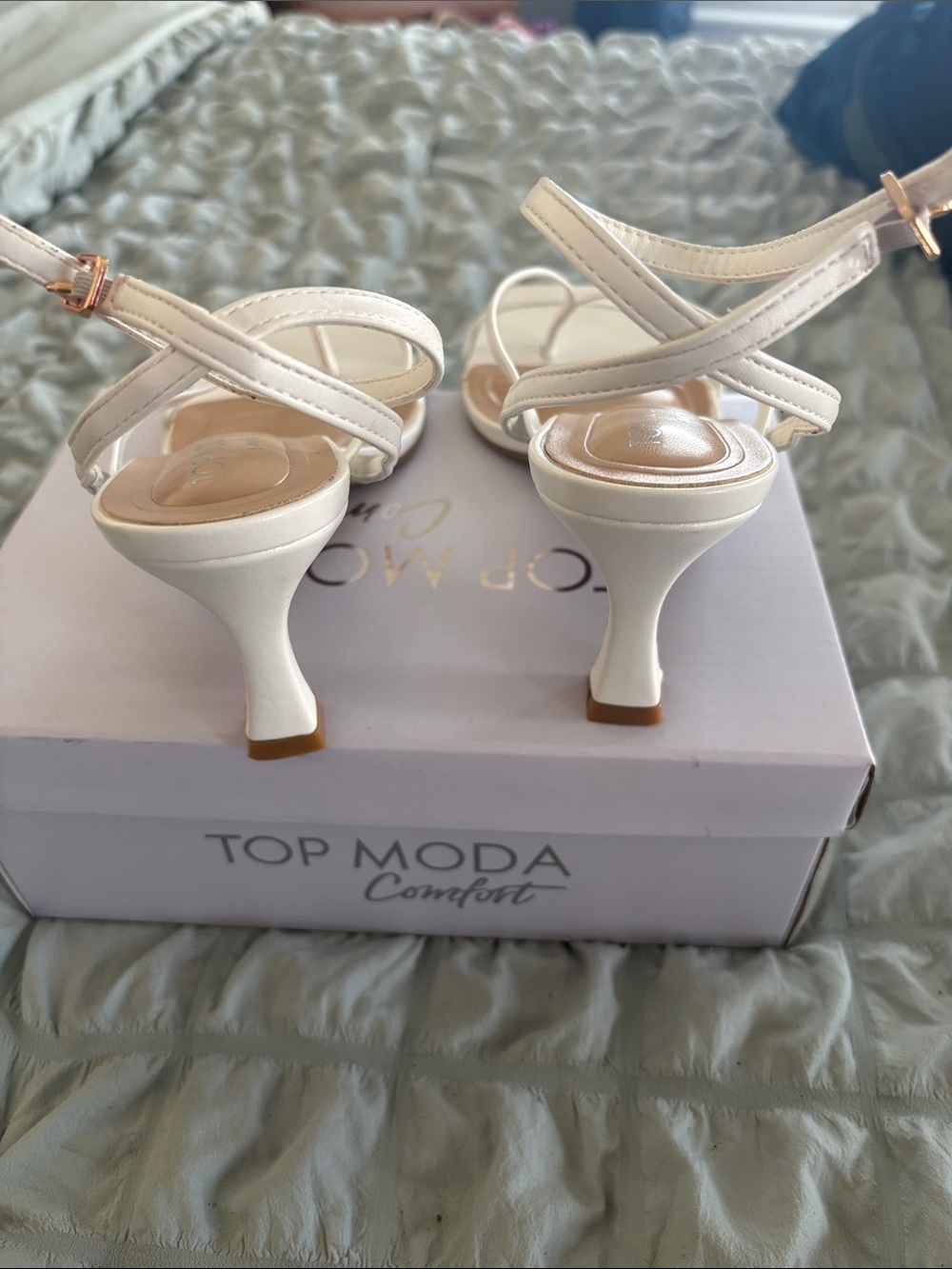 TOP Moda Cream Strappy Square-Toe Heeled Sandals - Picture 3 of 4